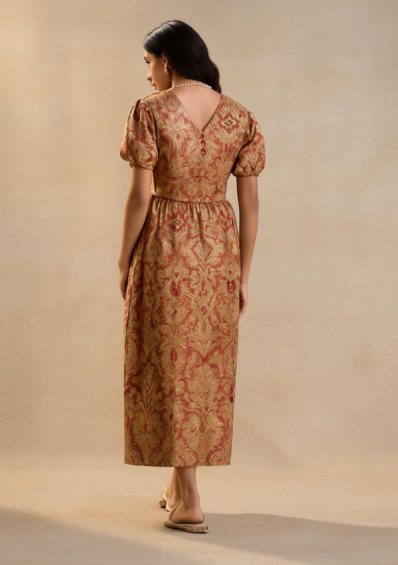 Purple Brocade Dress - Indya