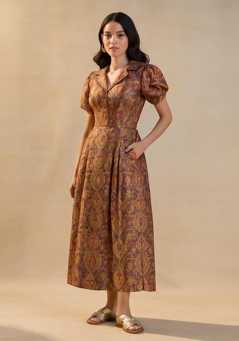 Purple Brocade Dress