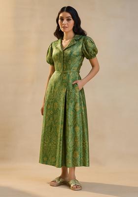 Green Brocade Dress