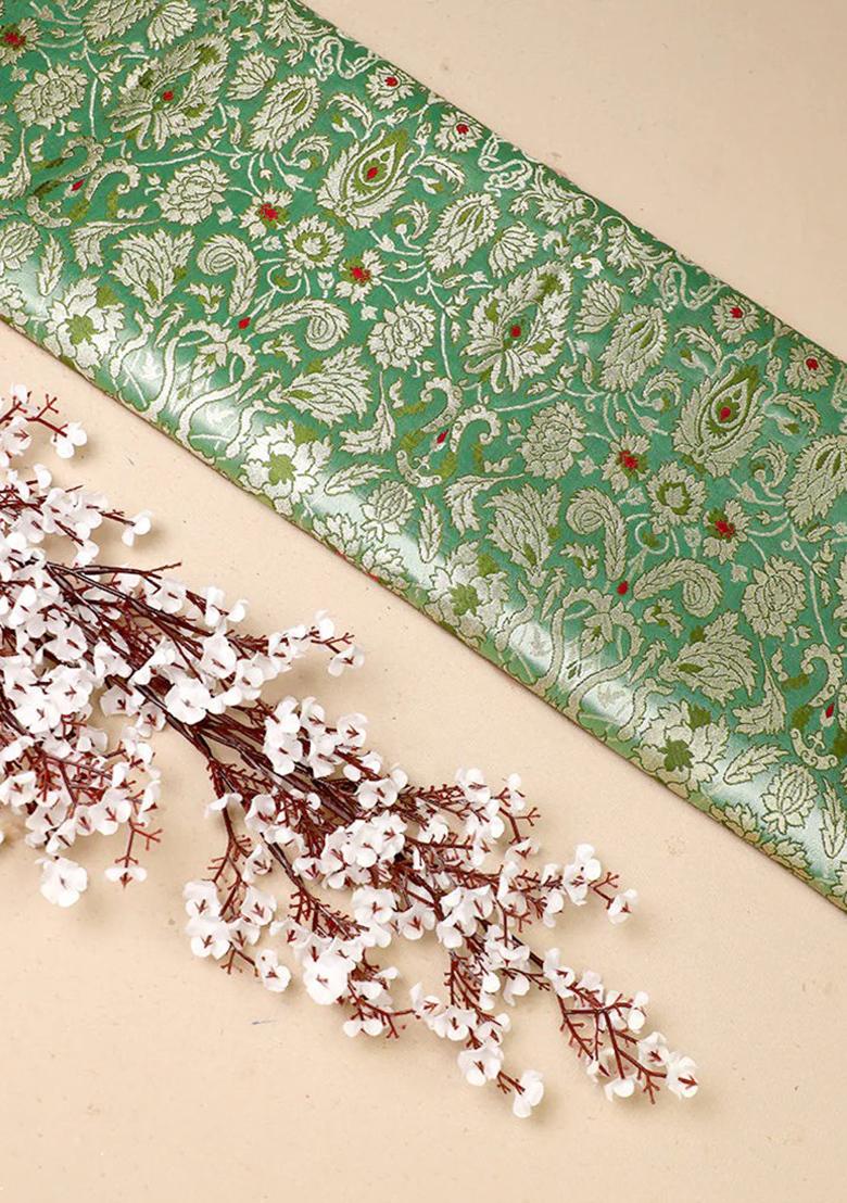 Green Brocade Dress - Indya