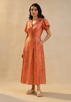 Peach Brocade Dress