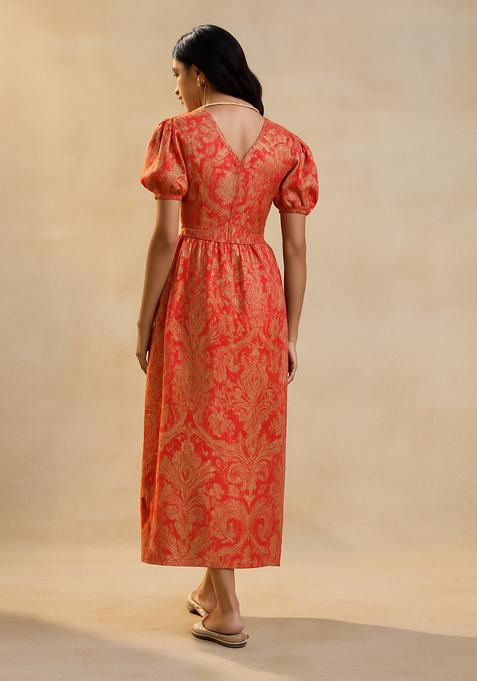 Peach Brocade Dress