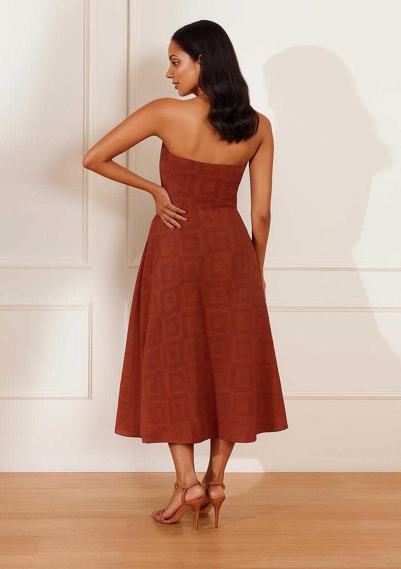 Brown Textured Georgette Dress