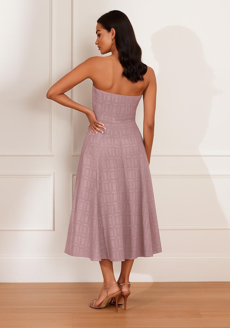 Pastel Pink Textured Georgette Dress - Indya