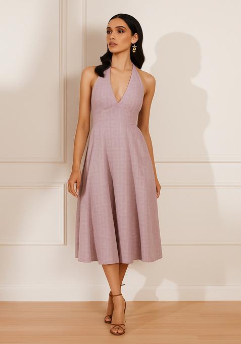 Pastel Pink Textured Georgette Dress