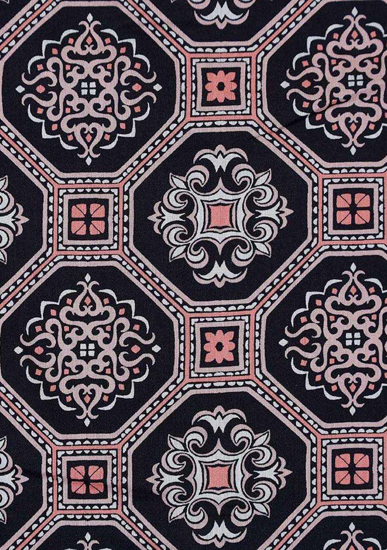 Black Abstract Print Cotton Dress - Indya