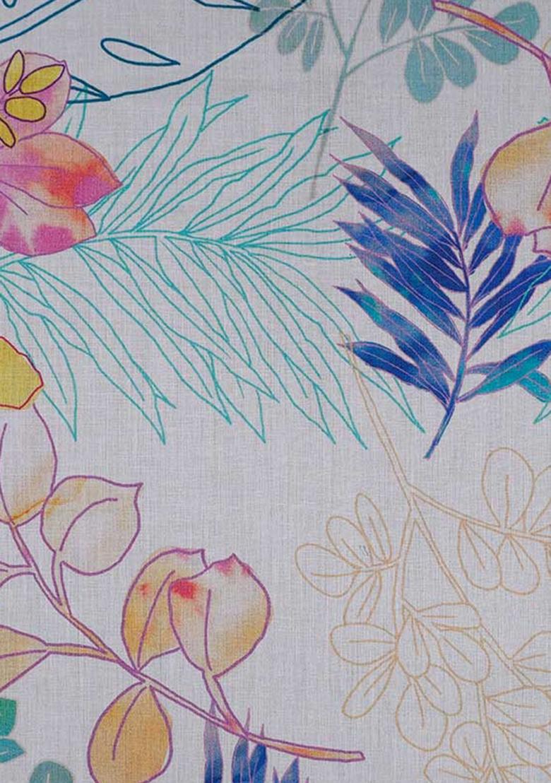 Multi Color Floral Print Cotton Dress - Indya