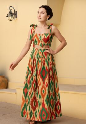 Multi Color Abstract Print Cotton Dress