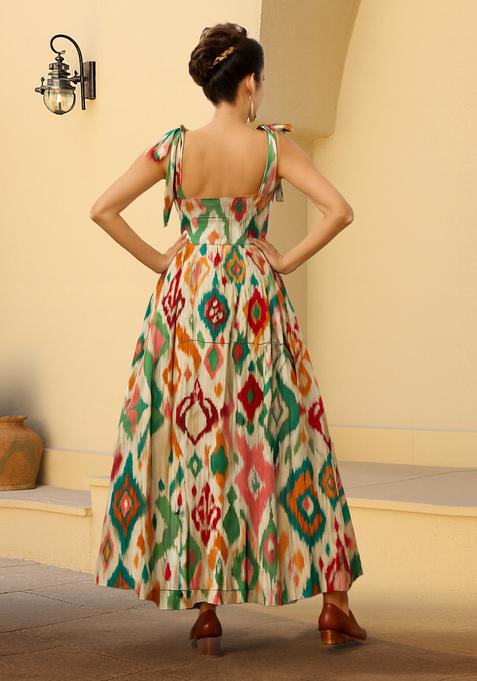 Multi Color Abstract Print Cotton Dress