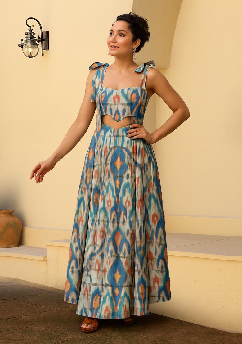 Multi Color Abstract Print Cotton Dress