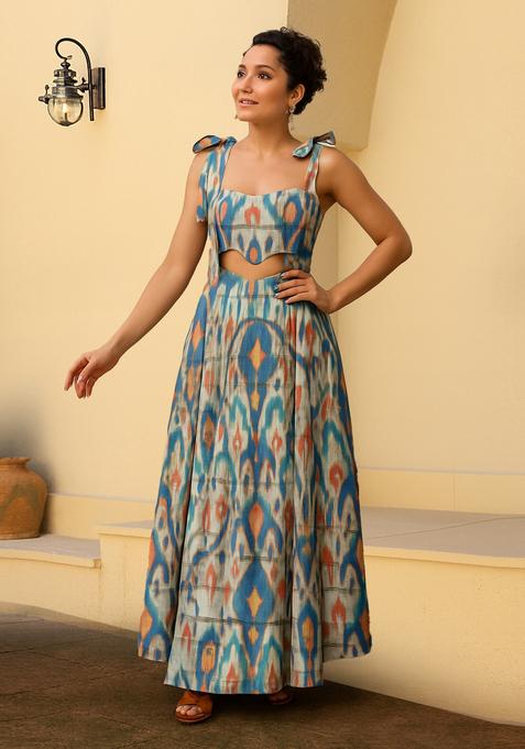 Multi Color Abstract Print Cotton Dress