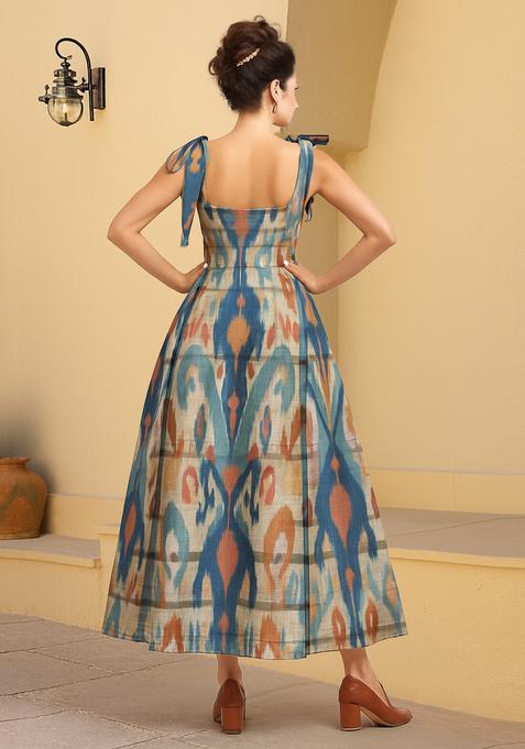 Multi Color Abstract Print Cotton Dress