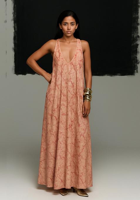 Red Abstract Print Cotton Dress