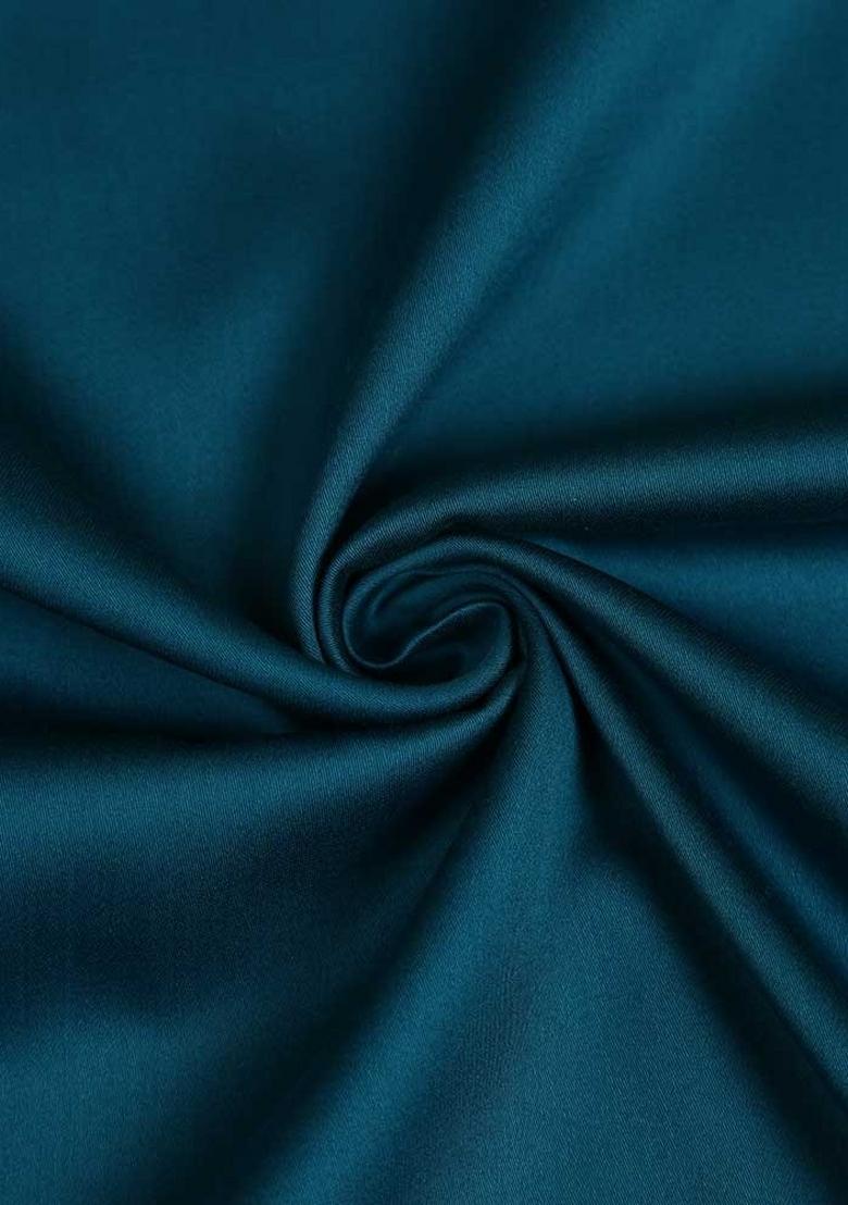 Blue Solid Cotton Dress - Indya