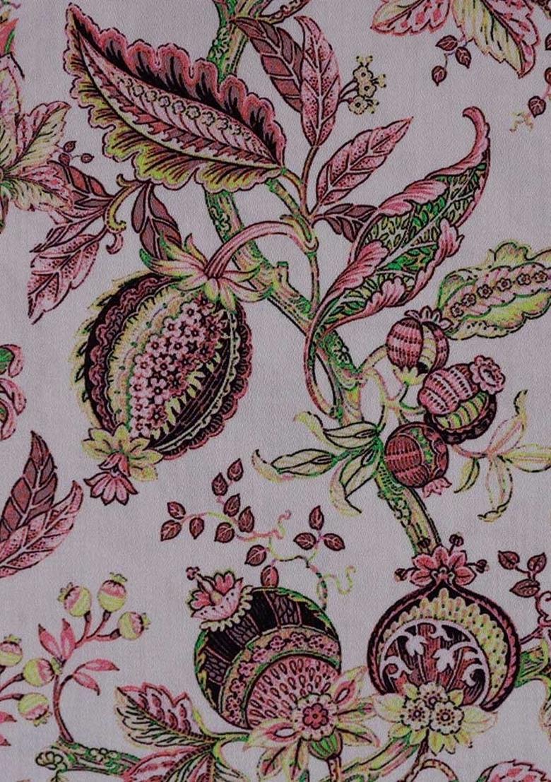 Multi Color Floral Print Cotton Dress - Indya