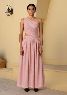 Pink Abstract Print Cotton Dress