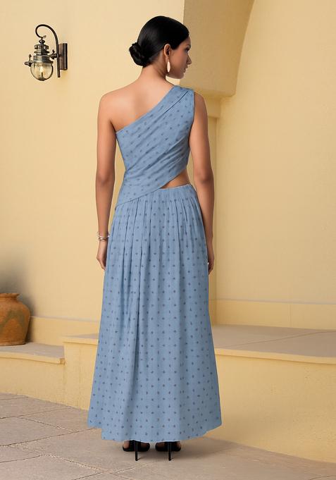 Blue Abstract Print Cotton Dress