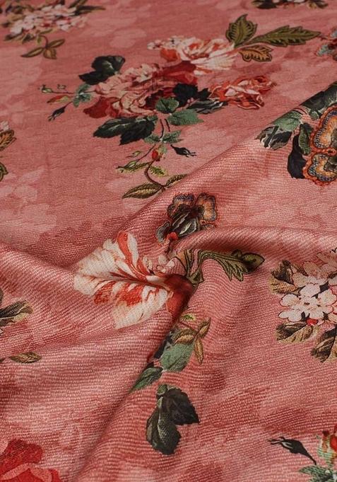 Pink Floral Print Cotton Dress