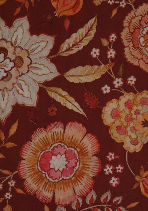 Red Floral Print Cotton Dress