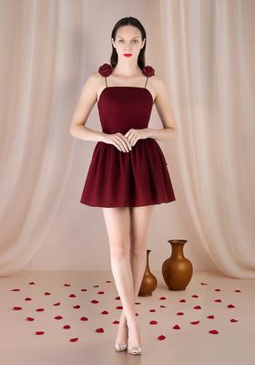 Red Solid Cotton Dress