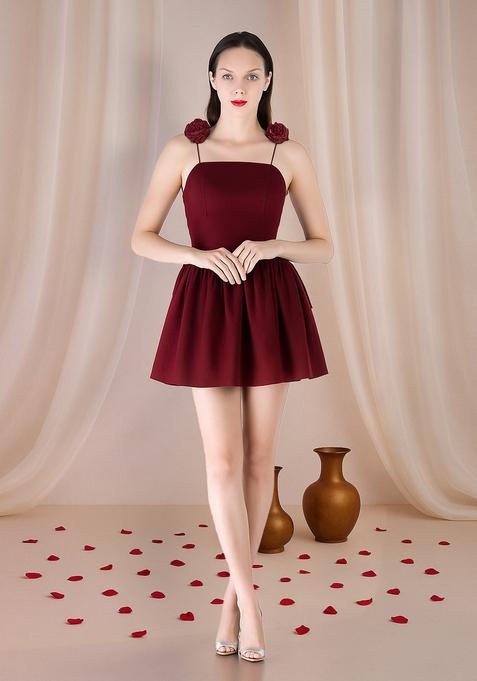 Red Solid Cotton Dress