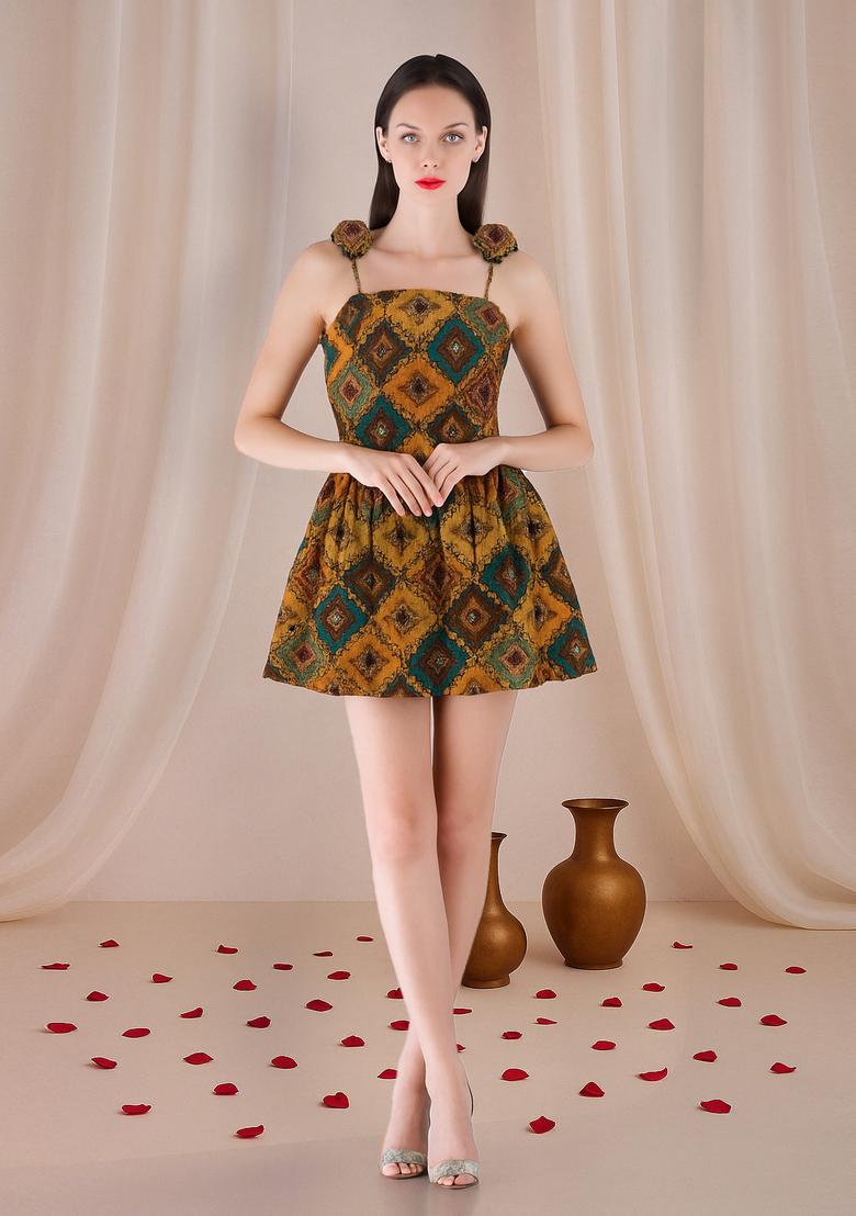 Multi Color Abstract Print Cotton Dress