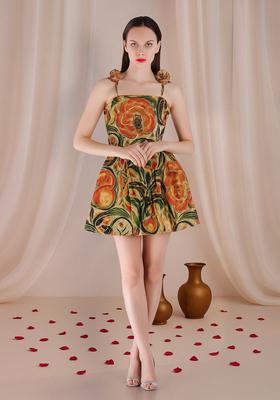 Multi Color Floral Print Cotton Dress