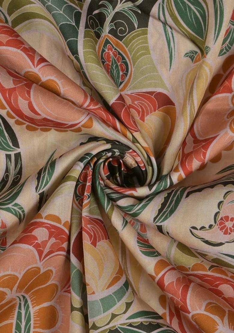 Multi Color Floral Print Cotton Dress - Indya