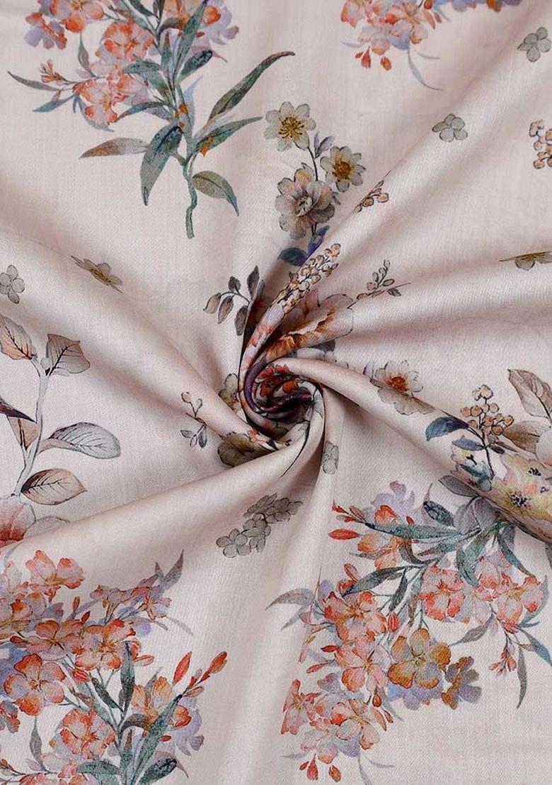 White Floral Print Cotton Dress