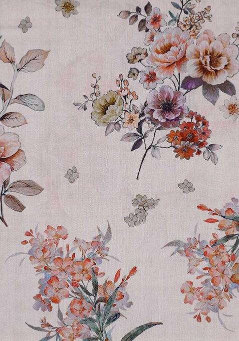 White Floral Print Cotton Dress