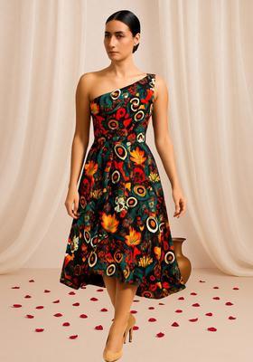 Multi Color Floral Print Cotton Dress