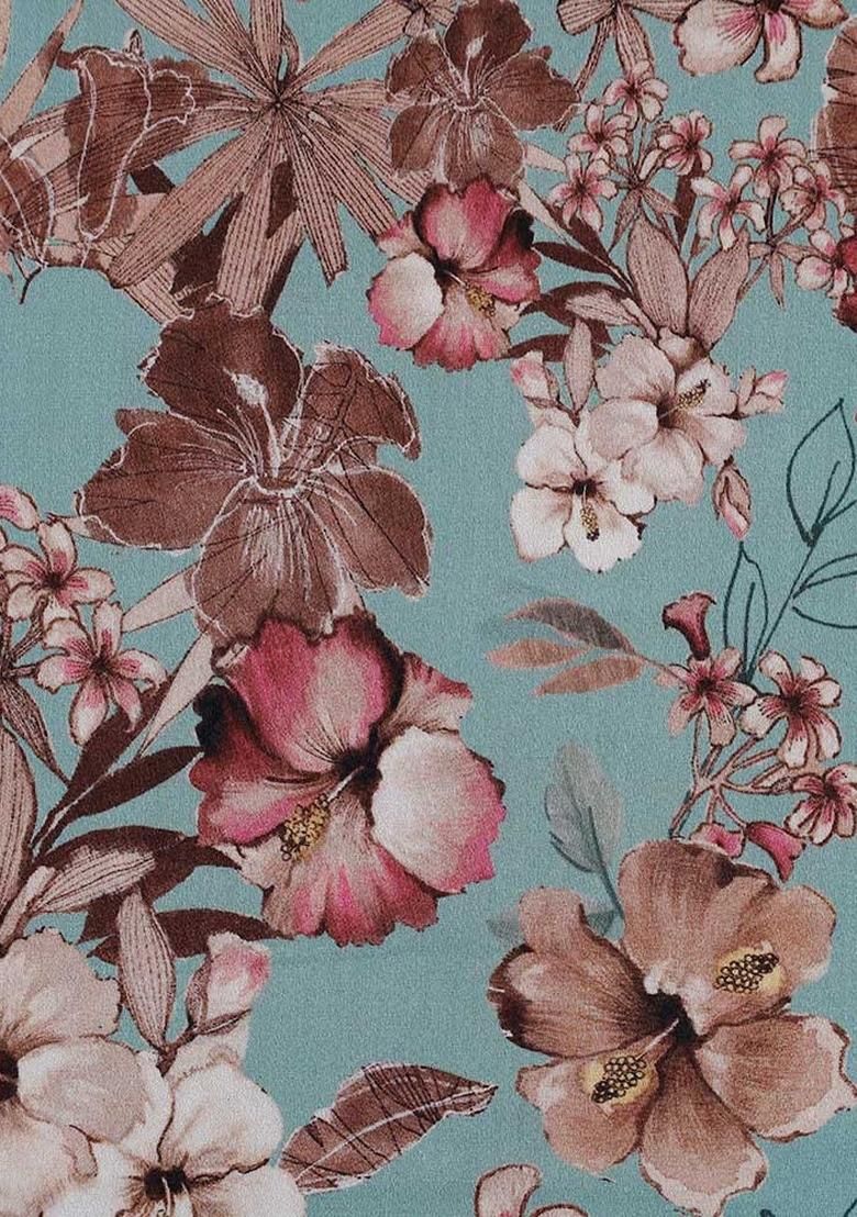 Blue Floral Print Cotton Dress - Indya