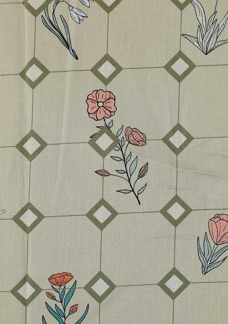 Green Abstract Print Cotton Dress