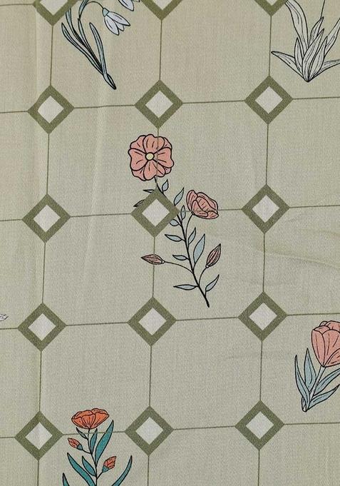 Green Abstract Print Cotton Dress