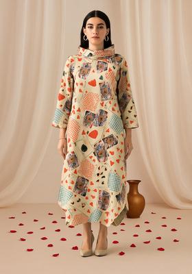 Multi Color Abstract Print Cotton Dress