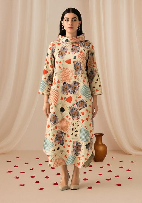 Multi Color Abstract Print Cotton Dress