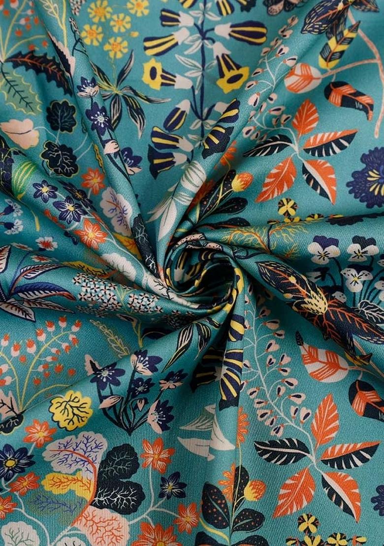 Multi Color Floral Print Cotton Dress - Indya