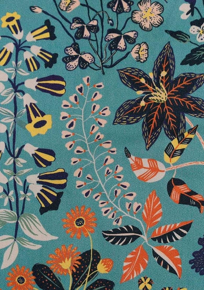 Multi Color Floral Print Cotton Dress - Indya