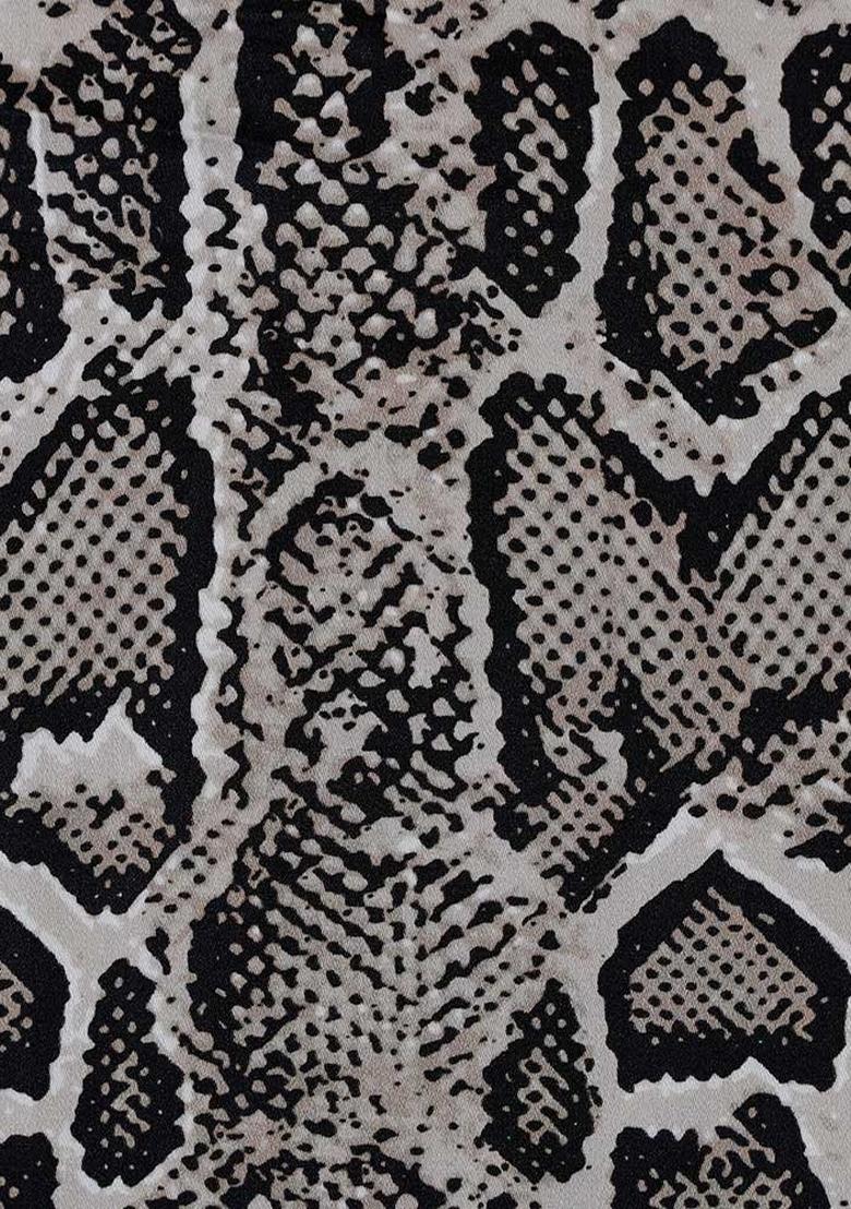 Grey Abstract Print Cotton Dress - Indya