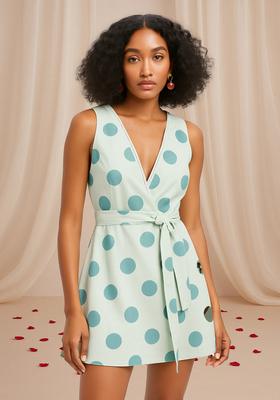 Cream Polka Dot Print Cotton Dress