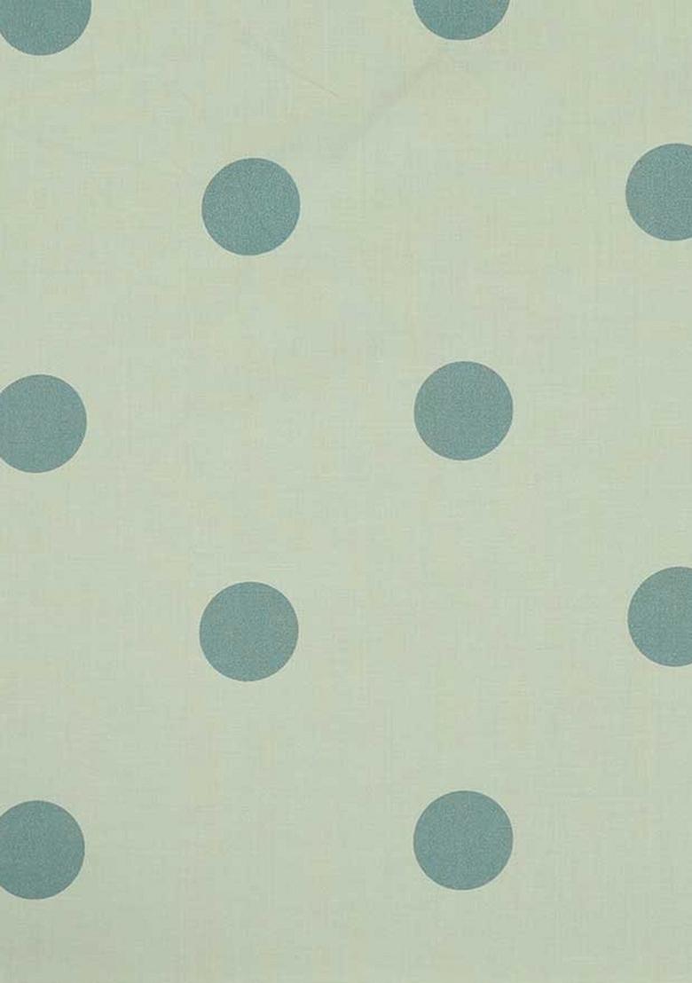 Cream Polka Dot Print Cotton Dress - Indya