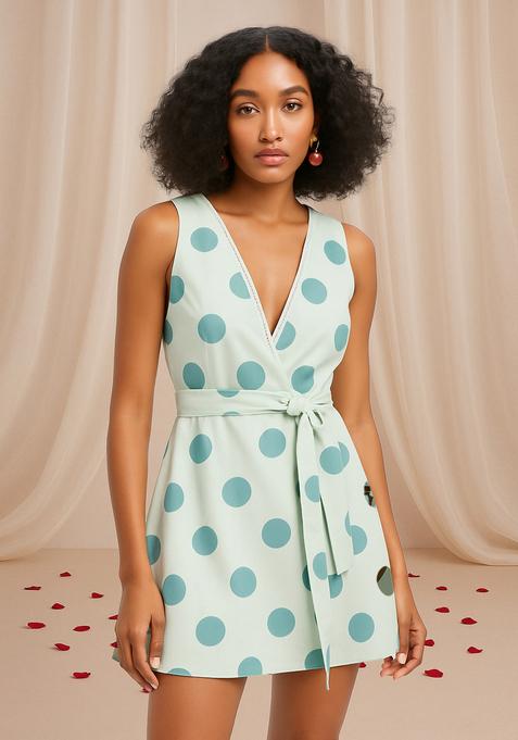 Cream Polka Dot Print Cotton Dress
