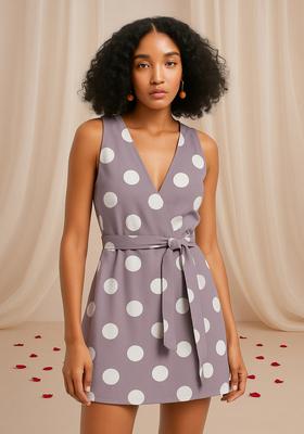 Pink Polka Dot Print Cotton Dress