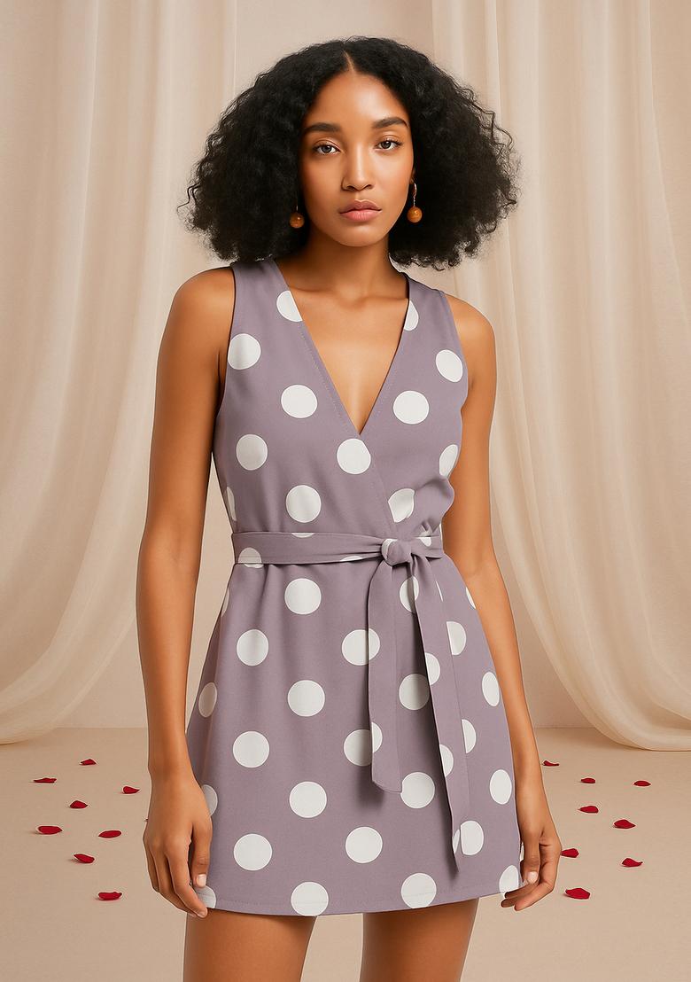 Pink Polka Dot Print Cotton Dress