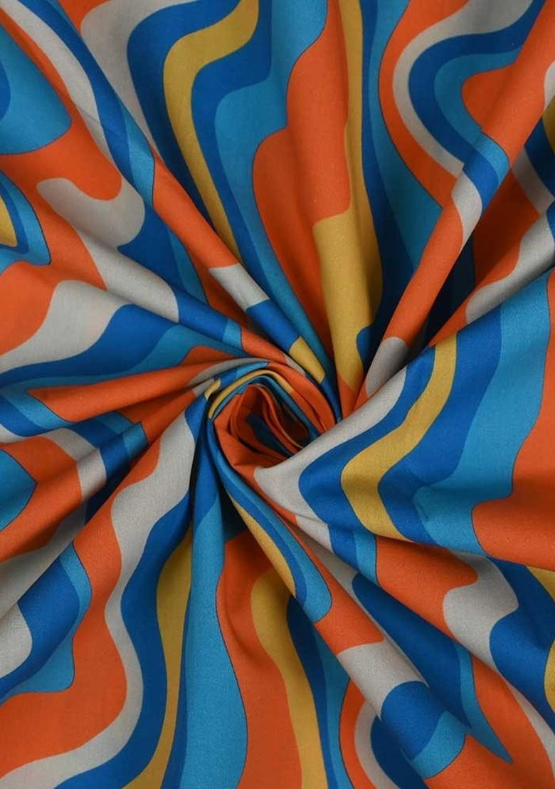 Multi Color Abstract Print Cotton Dress