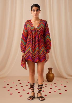 Pink Abstract Print Cotton Dress