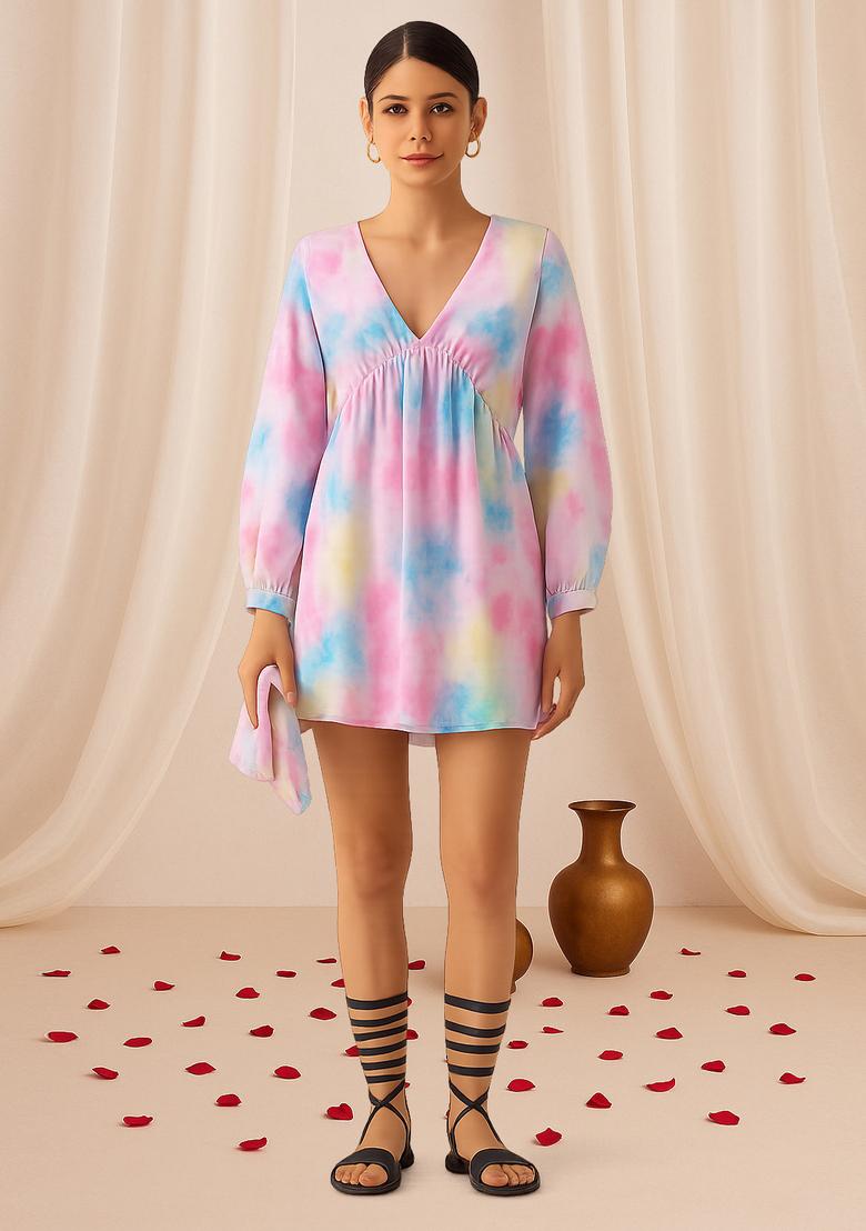 Pink Abstract Print Cotton Dress