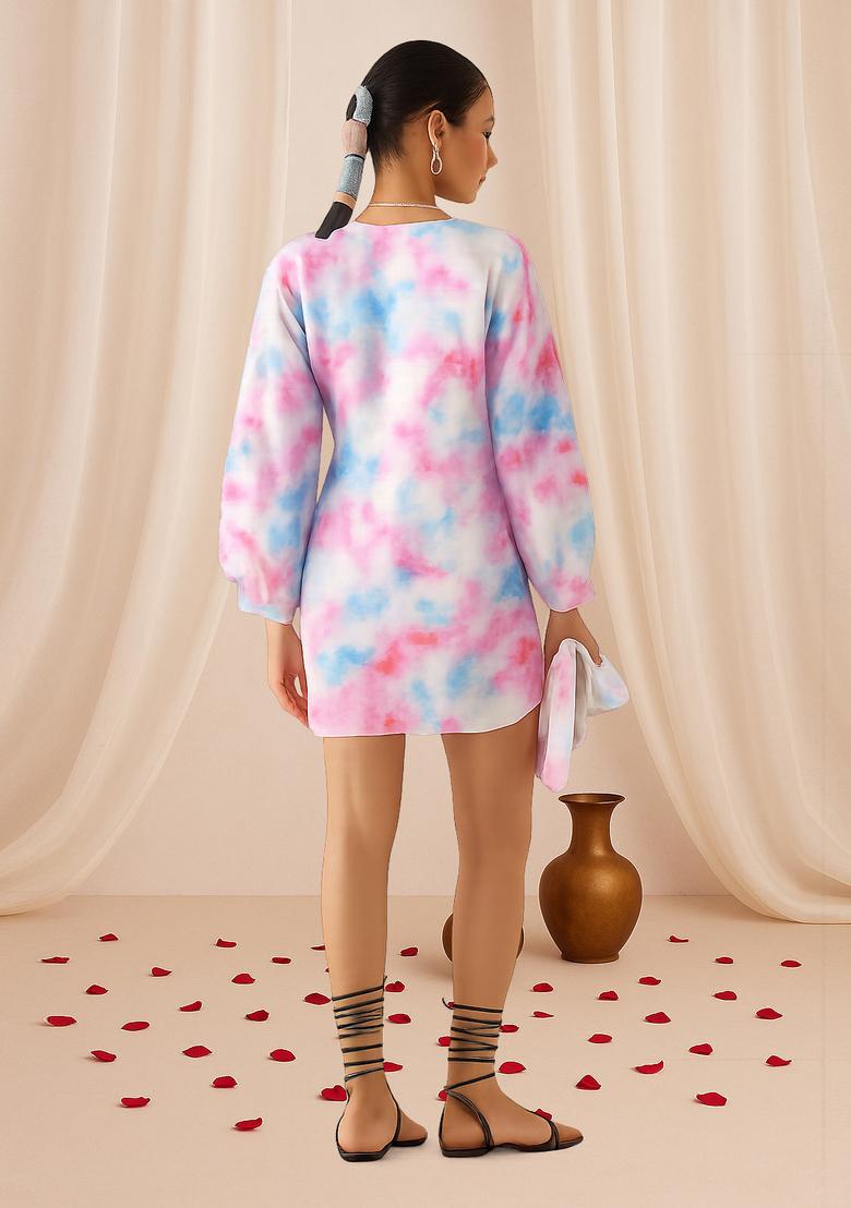 Pink Abstract Print Cotton Dress