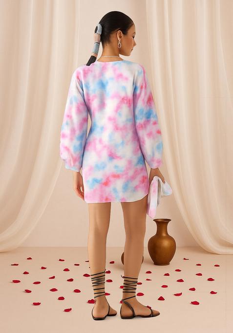 Pink Abstract Print Cotton Dress