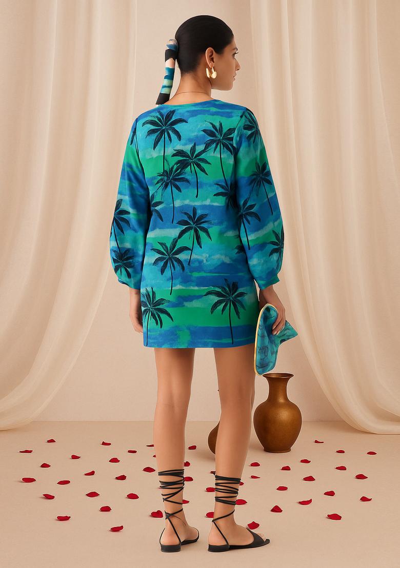 Multi Color Figure Print Cotton Dress - Indya